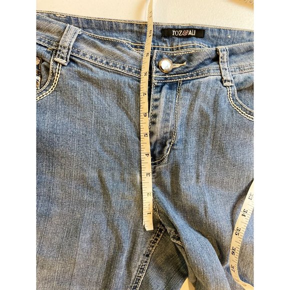Roz & Ali Womens Jeans Straight Leg Mid Rise Stretch Sequin Pockets Blue Size 10 - Picture 4 of 10